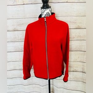Woolrich Women’s Vintage Red Wool Long Sleeve Full Zip Logo Jacket